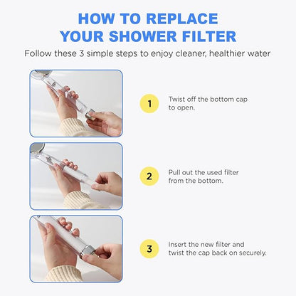 DAILY CHAE Replacement Shower Filter – Refill for Handheld Shower Head | Multi-Stage Vitamin C & Aroma Water Filter | Softens Hard Water & Reduces Impurities | 3-Pack (Showerhead Not Included)