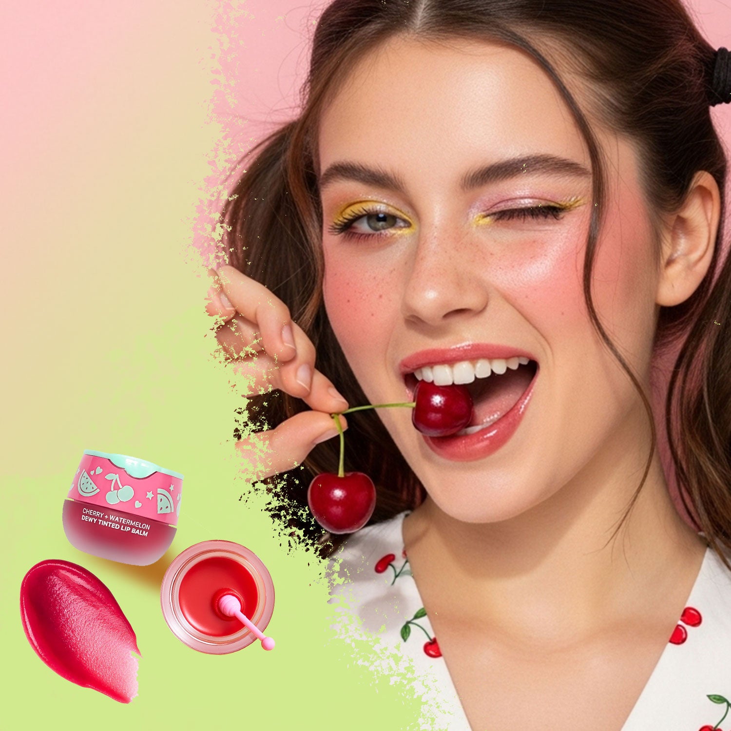 Look At Me Cherry Watermelon Dewy Tinted Lip Balm, Natural Ingredients, Korean Skin Care, Long-Lasting Moisture, Gifts For Women (0.2 fl.oz.)