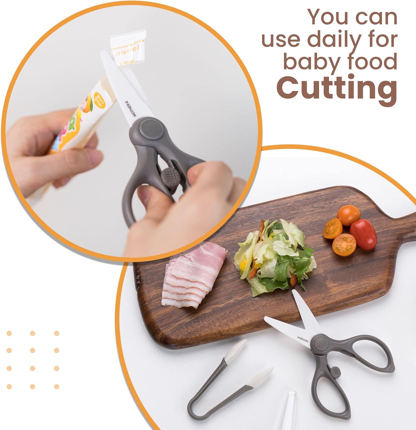MOTHER-K Portable Ceramic Scissors with Tong Set