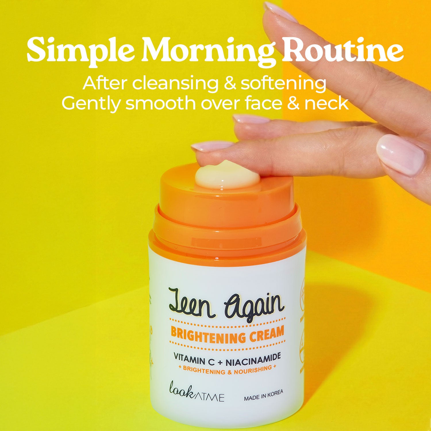Look At Me Teen Again Brightening Cream with Vitamin C + Niacinamide, Lightweight Fast-Absorbing Face Moisturizer for Dull, Uneven-Looking Skin, 1.69 fl oz, Made in Korea